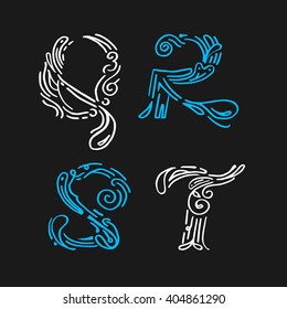 Lettering set design. hand drawn and make to be vector file. This font create with variety pattern combination. vintage luxury concept