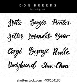Lettering set with dog breeds