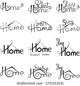 Lettering set home stay home