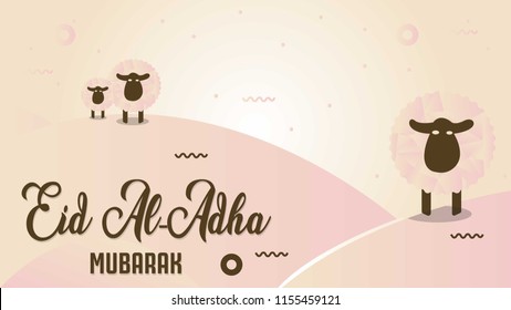 Lettering and Sheep Special Happy Eid Al- Adha Background Eps 10