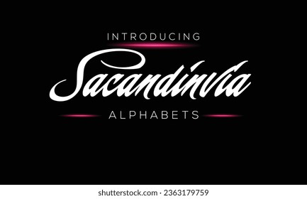 Lettering signature font isolated on grey background. brus style alphabet. Vector logo letters