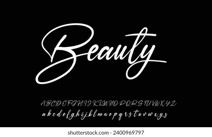 
Lettering signature font isolated on grey background. brus style alphabet. Vector logo letters.