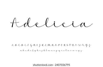 Lettering signature font isolated on grey background. brus style alphabet. Vector logo letters.