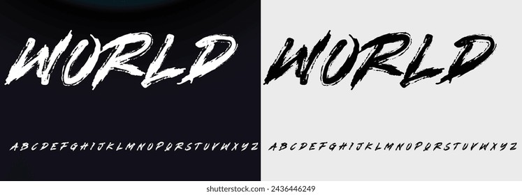 Lettering signature font isolated on grey background. brus style alphabet. Vector logo letters.