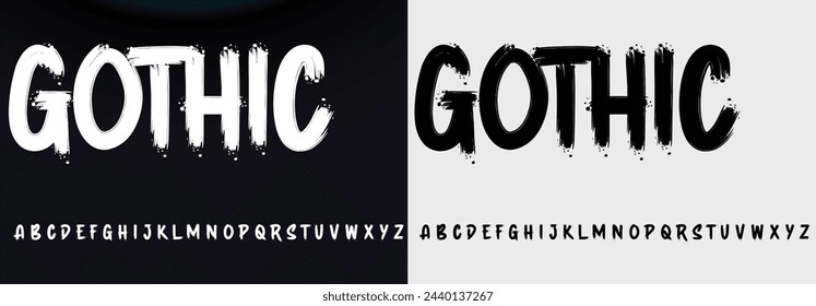 Lettering signature font isolated on grey background. brus style alphabet. Vector logo letters.