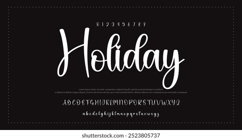 Lettering signature font isolated on grey background. brus style alphabet. Vector logo letters.