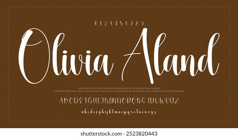 Lettering signature font isolated on grey background. brus style alphabet. Vector logo letters.