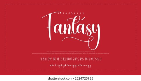 Lettering signature font isolated on grey background. brus style alphabet. Vector logo letters.