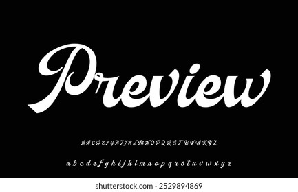 Lettering signature font isolated on grey background. brus style alphabet. Vector logo letters.