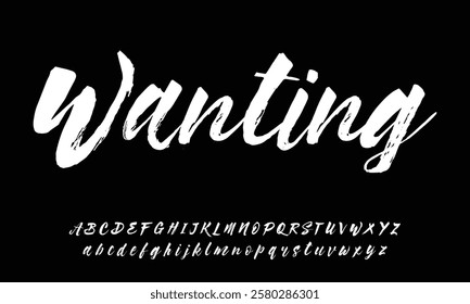 Lettering signature font isolated on grey background. brus style alphabet. Vector logo letters.