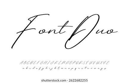 Lettering signature font isolated on grey background. burs style alphabet. Vector logo letters.