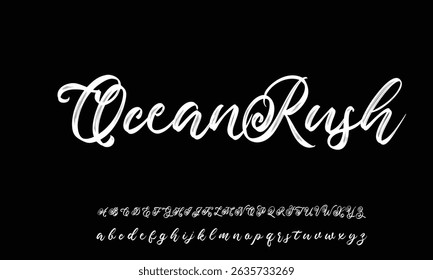 Lettering signature font isolated on grey background. burs style alphabet. Vector logo letters.