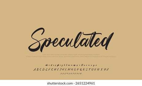 Lettering signature font isolated on light brown background. brush style alphabet. Vector logo letters.