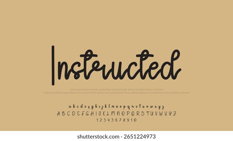 Lettering signature font isolated on light brown background. brush style alphabet. Vector logo letters.