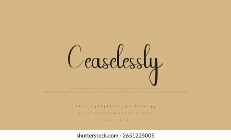 Lettering signature font isolated on light brown background. brush style alphabet. Vector logo letters.