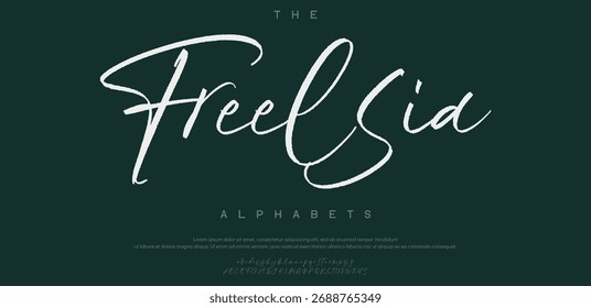 Lettering signature font isolated on grey background. style alphabet. Vector logo letters.