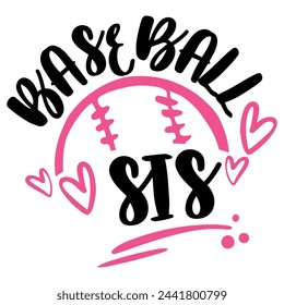 Lettering sister baseball vector illustration on white background