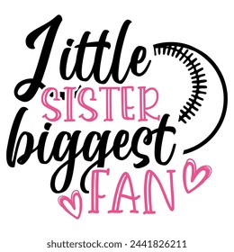 Lettering sister softball vector illustration on white background