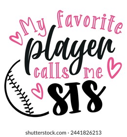 Lettering sister softball vector illustration on white background