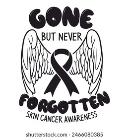 lettering skin cancer vector image, black ribbon, EPS 10
