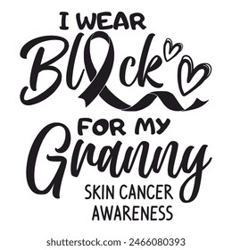 lettering skin cancer vector image, black ribbon, EPS 10