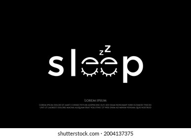 Lettering Sleep Eye Typography Logo Design Vector