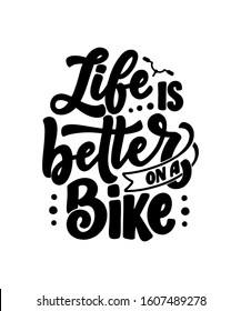 Lettering slogan about bicycle for poster, print and t shirt design. Save nature quote. Vector vintage illustration