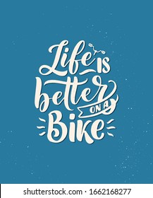 Lettering slogan about bicycle for poster, print and t shirt design. Save nature quote. Vector vintage illustration