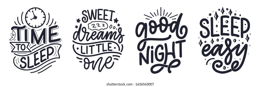 Lettering Slogan about sleep and good night. Vector illustration design for graphics, prints, posters, cards, stickers and other creative uses