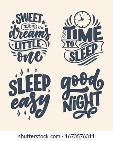 Lettering Slogan about sleep and good night. Vector illustration design for graphics, prints, posters, cards, stickers and other creative uses