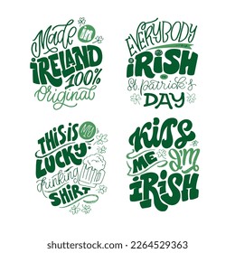 Lettering slogan for St. Patrick Day. Hand drawn phrase for gift card, poster and print design. Modern calligraphy celebration text. Vector