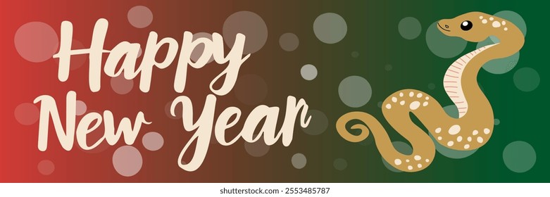 Lettering and snake isolated on gradient background. Vector illustration.