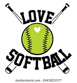 Lettering softball vector illustration on white background