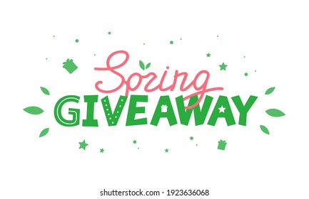 lettering spring giveaway. vector illustration
