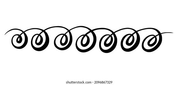 Lettering squiggles and swirls. Hand drawn calligraphic element. Vector illustration in doodle style