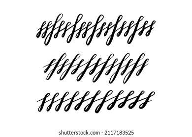 Lettering squiggles and swirls. Set of hand drawn calligraphic swirls. Vector illustration in doodle style