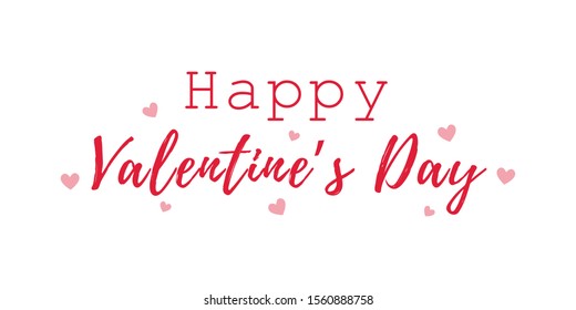 Lettering to St. Valentine. The inscription Happy Valentine's Day on a white background with hearts.