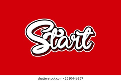 lettering start with 3d style red background. 3d text effects