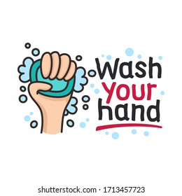 Lettering stickers wash your hand
