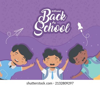 lettering and students boys characters