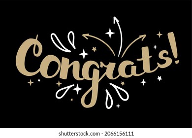  Сongrats lettering.  Stylish fashion postcard, festive banner. 