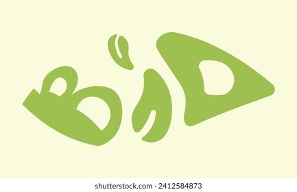 Lettering. Stylized inscription bio in the form of a leaf. A sign of purity and naturalness of the product. Icon. Leaf vector illustration. Decor. EPS10
