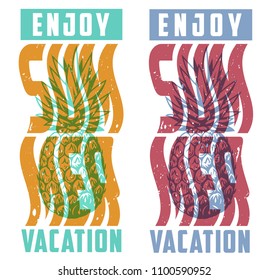 Lettering summer composition with wave typography. Vector illustration