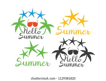 Lettering summer logo and icon. Beach logos and icons element