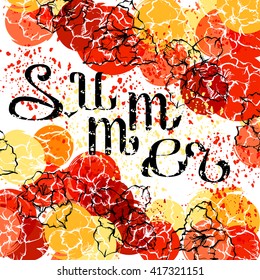 Lettering Summer on background with flowers. Vector banner