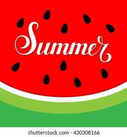 Lettering summer on watermelon background. Illustration vector