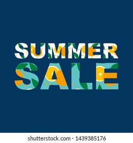 Lettering Summer Sale. Lettering with oranges, citrus and leaves. Summer banner. 