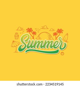 Lettering Summer Vector, Illustration, Calligraphy Design, Usable for Poster, Banners, Postcards, Wallpaper, Gifts etc