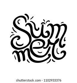 Lettering Summer written by hand. Calligraphic inscription. Vector element for banners, printing on T-shirts, postcards and your design