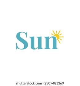 Lettering Sun Logo Graphic Vector Design with Accented Sun icon